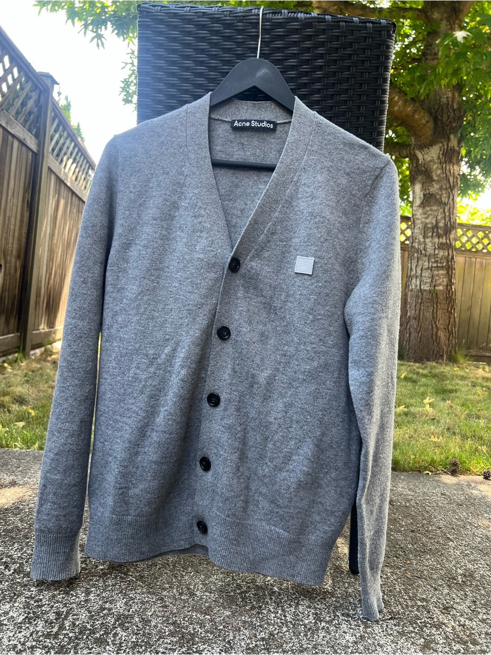 Acne Studios Face Patch Wool Cardigan Grey Size  US-S